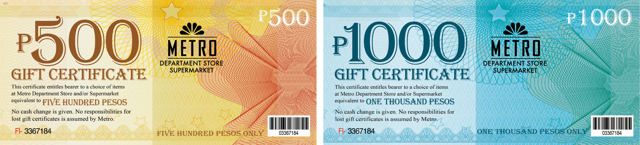 2025 Metro Gift Certificates