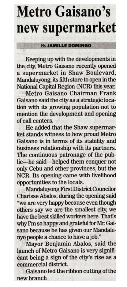 Metro Gaisanos new supermarket