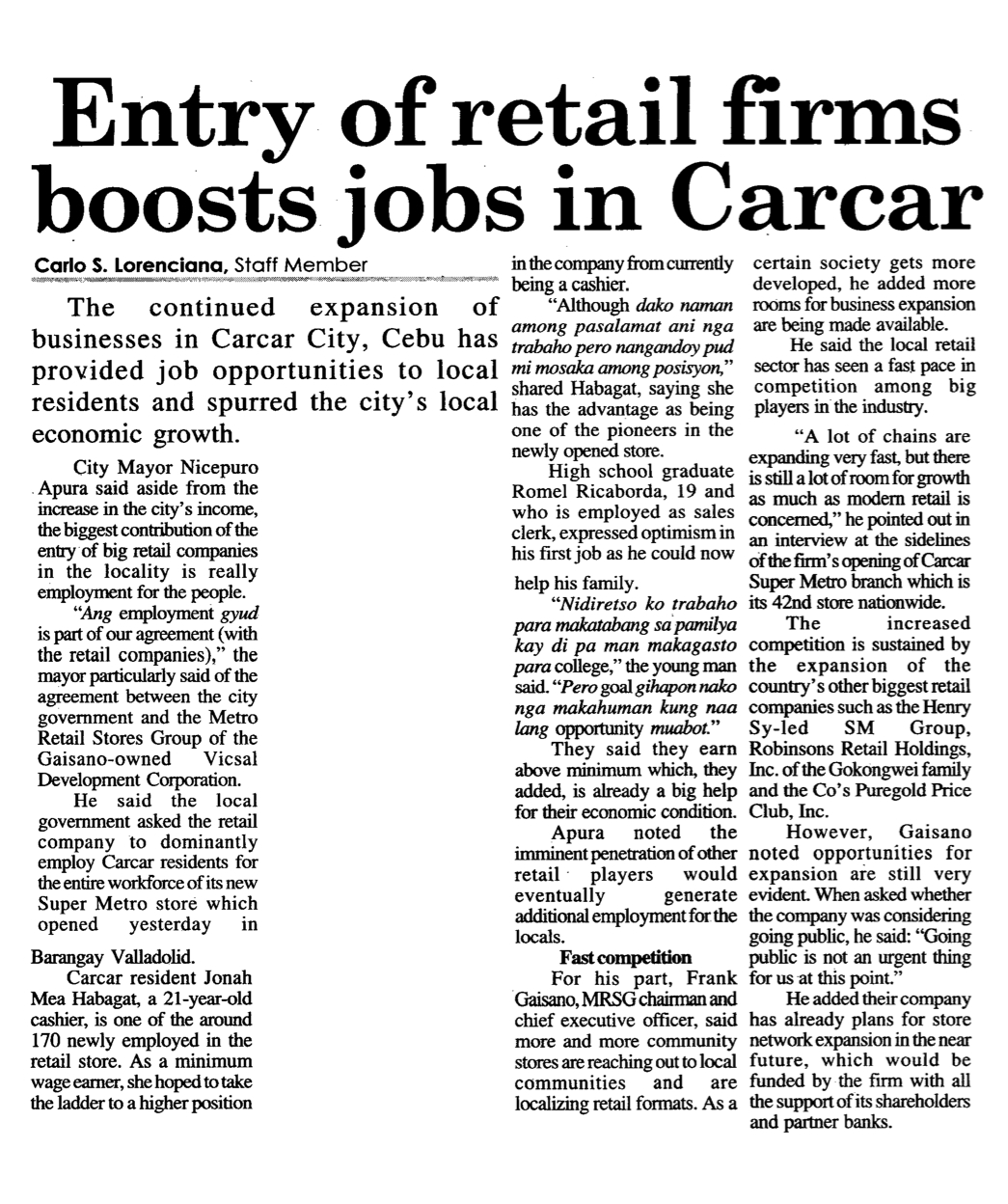 Super Metro Carcar The Freeman