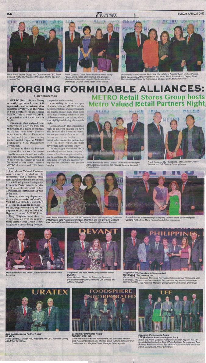 Forging Formidable Alliances Metro Retail Stores Group hosts Metro Valued Retail Partners Night