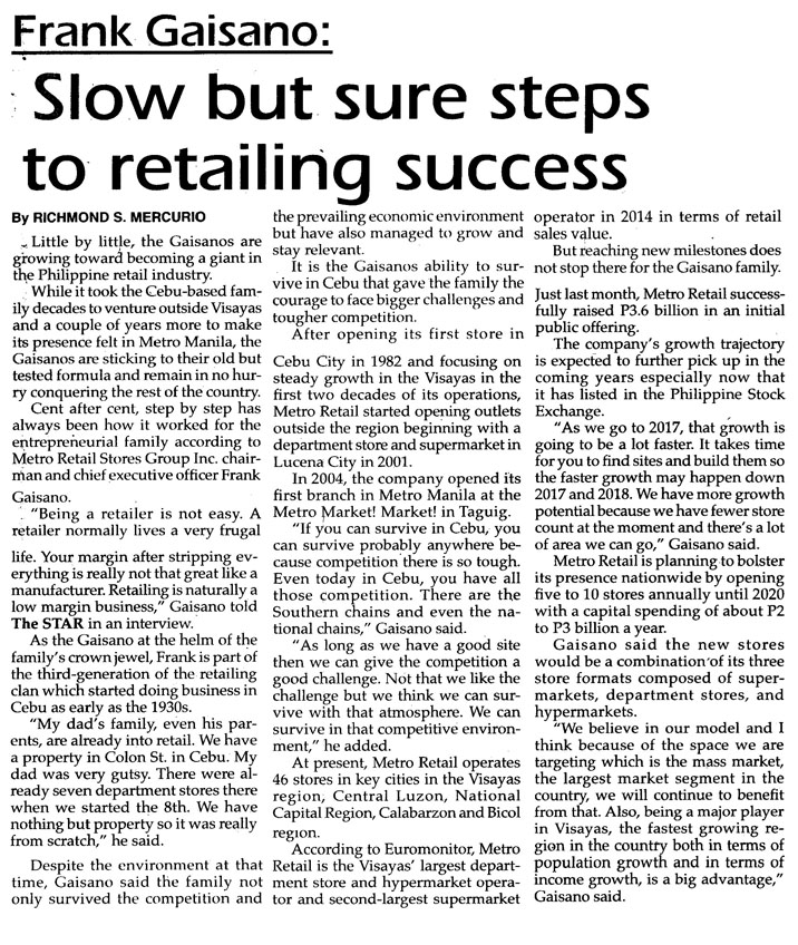 Slow but sure steps success to retailing The Philippine Star