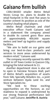 Gaisano firm bullish