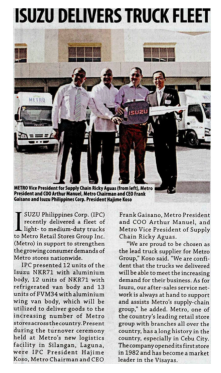 Isuzu Delivers Truck Fleet Business Mirror