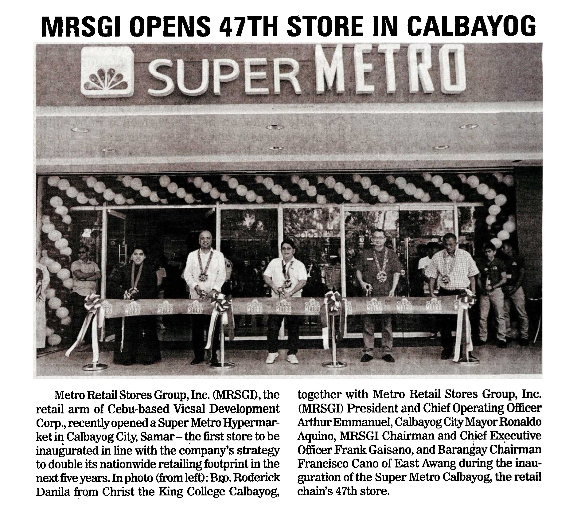 MRSGI Opens 47th store in Calbayog Manila Bulletin