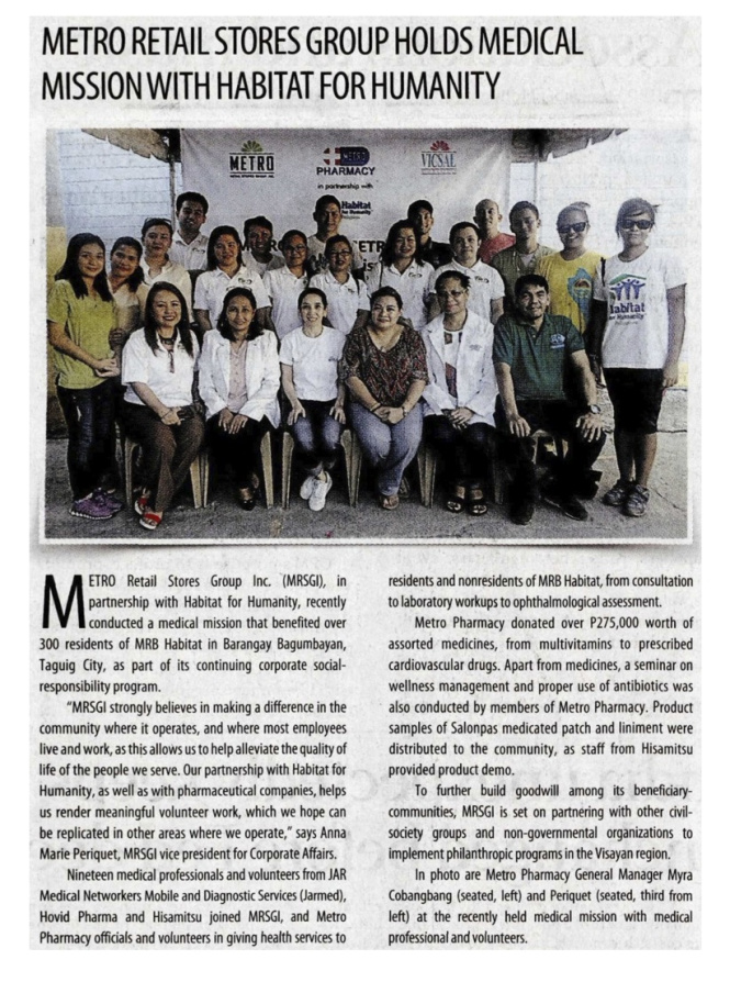 Metro Retail Stores Group holds medical mission with Habitat for Humanity Business Mirror