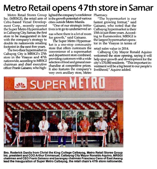 Metro Retail opens 47th store in Samar The Philippine Star