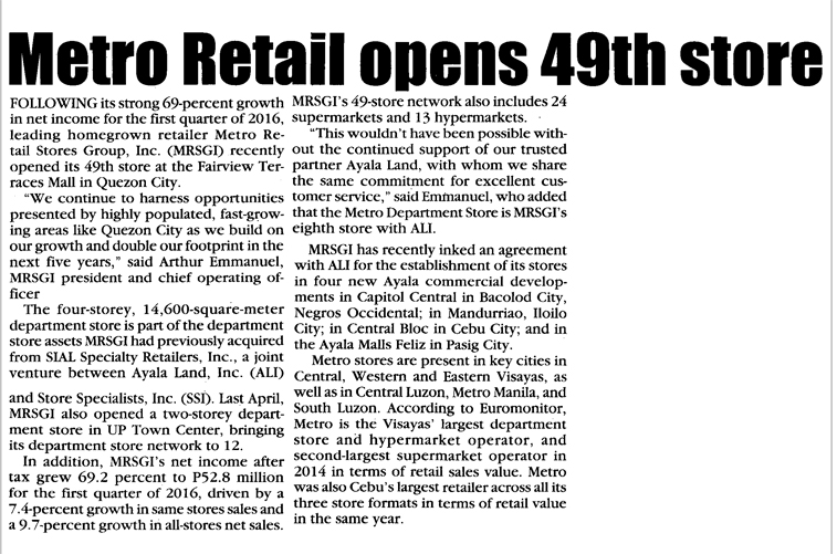 Metro Retail opens 49th store | Malaya