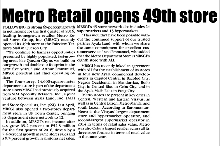 Metro Retail opens 49th store