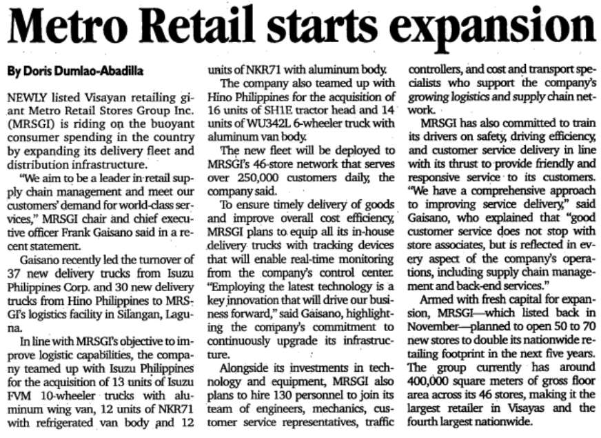 Metro Retail starts expansion Philippine Daily Inquirer