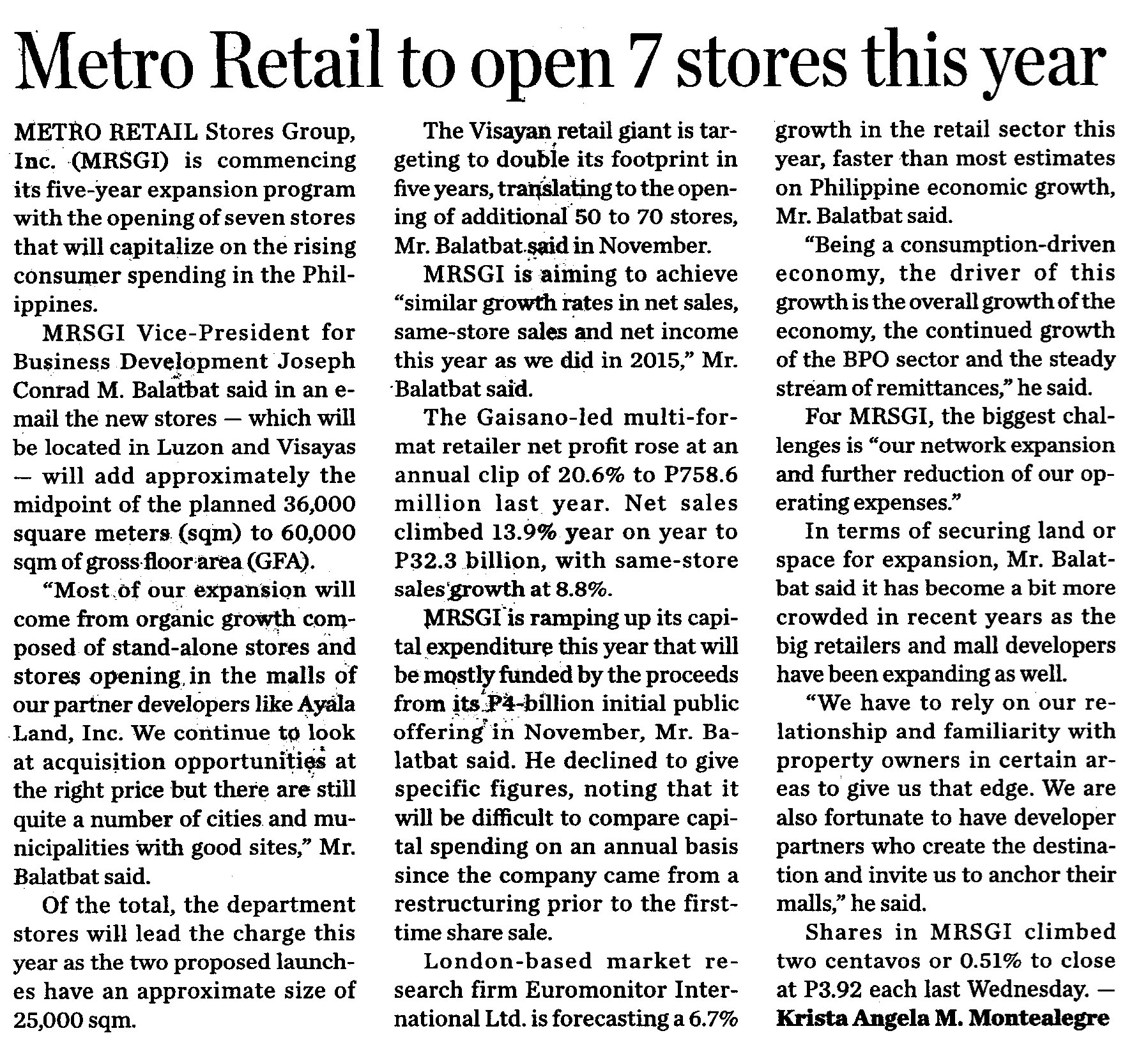 Metro Retail to open 7 stores this year Business World