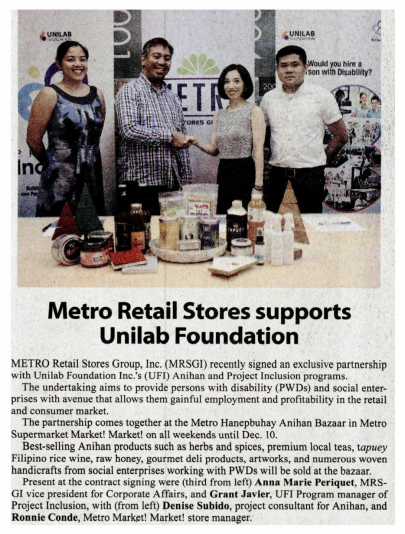 Metro Retail Stores supports Unilab Foundation Manila Standard