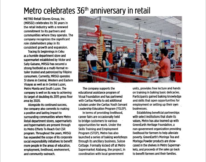 Metro celebrates 36th anniversary in retail