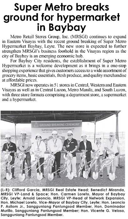 Super Metro Breaks Ground for Hypermarket in Baybay  The Freeman
