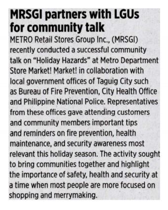 MRSGI partners with LGUs for community talk Business World