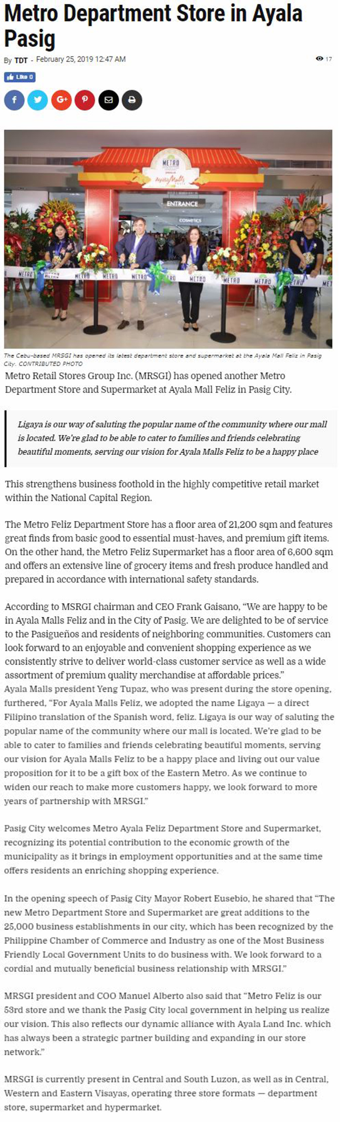 Metro Department Store in Ayala Pasig www.tribune.net.ph