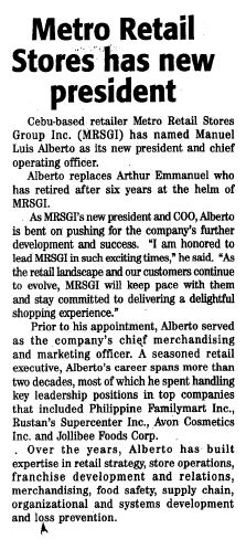 Metro Retail Stores has new president The Daily Tribune