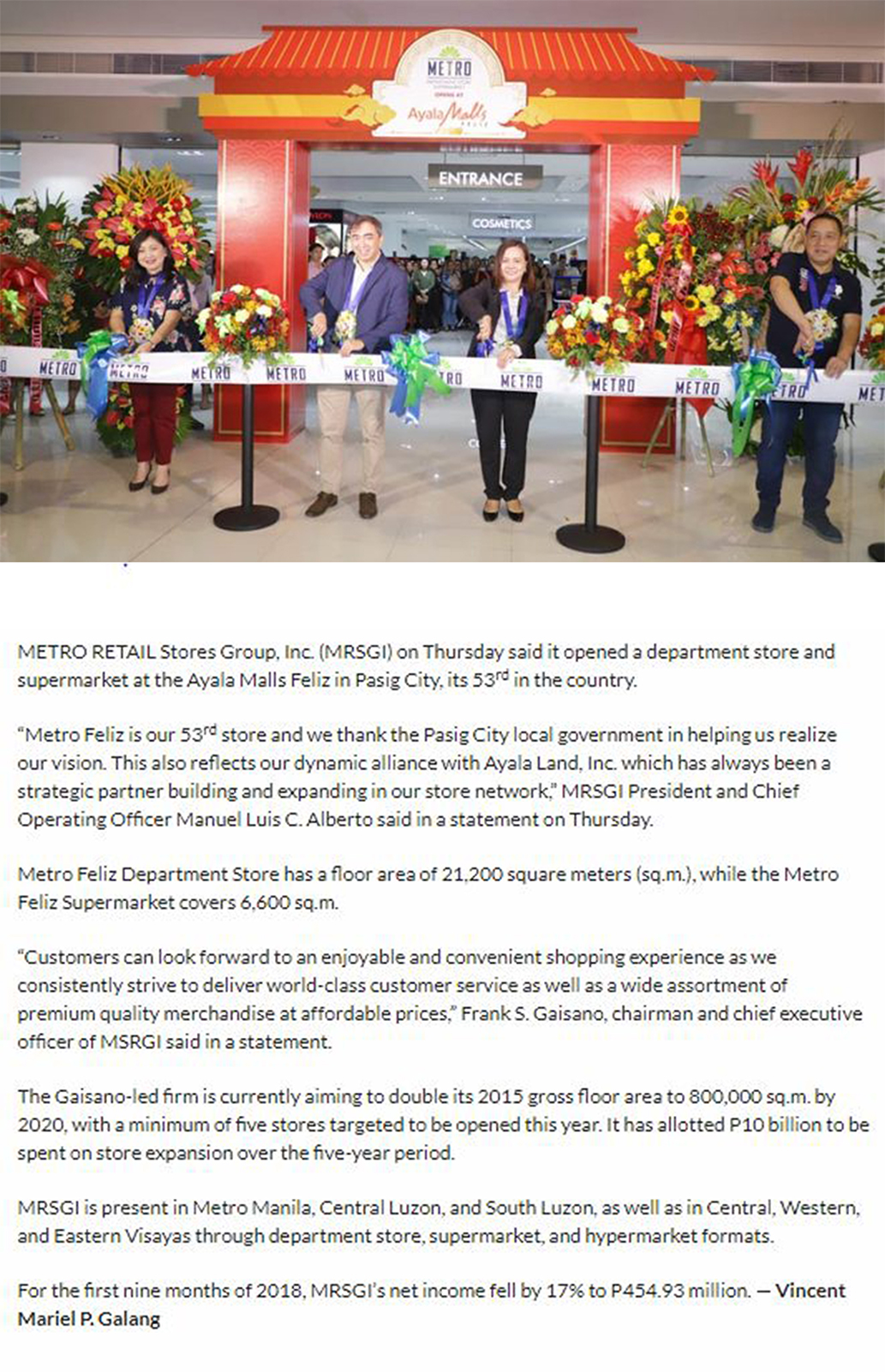 Metro Retail opens 53rd PHL store Business World www.bworldonline.com