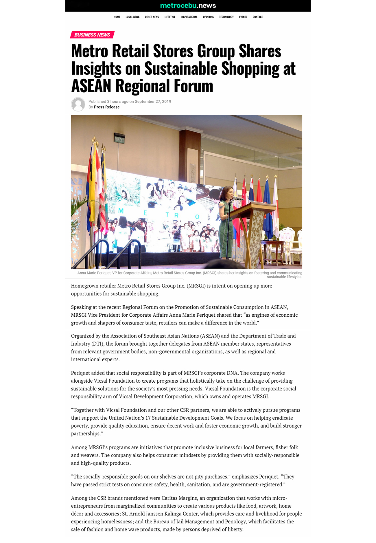 September 27 2019 Metro Retail Stores Group Shares Insights on Sustainable Shopping at ASEAN Regional Metro Cebu www.metrocebu.com.ph2