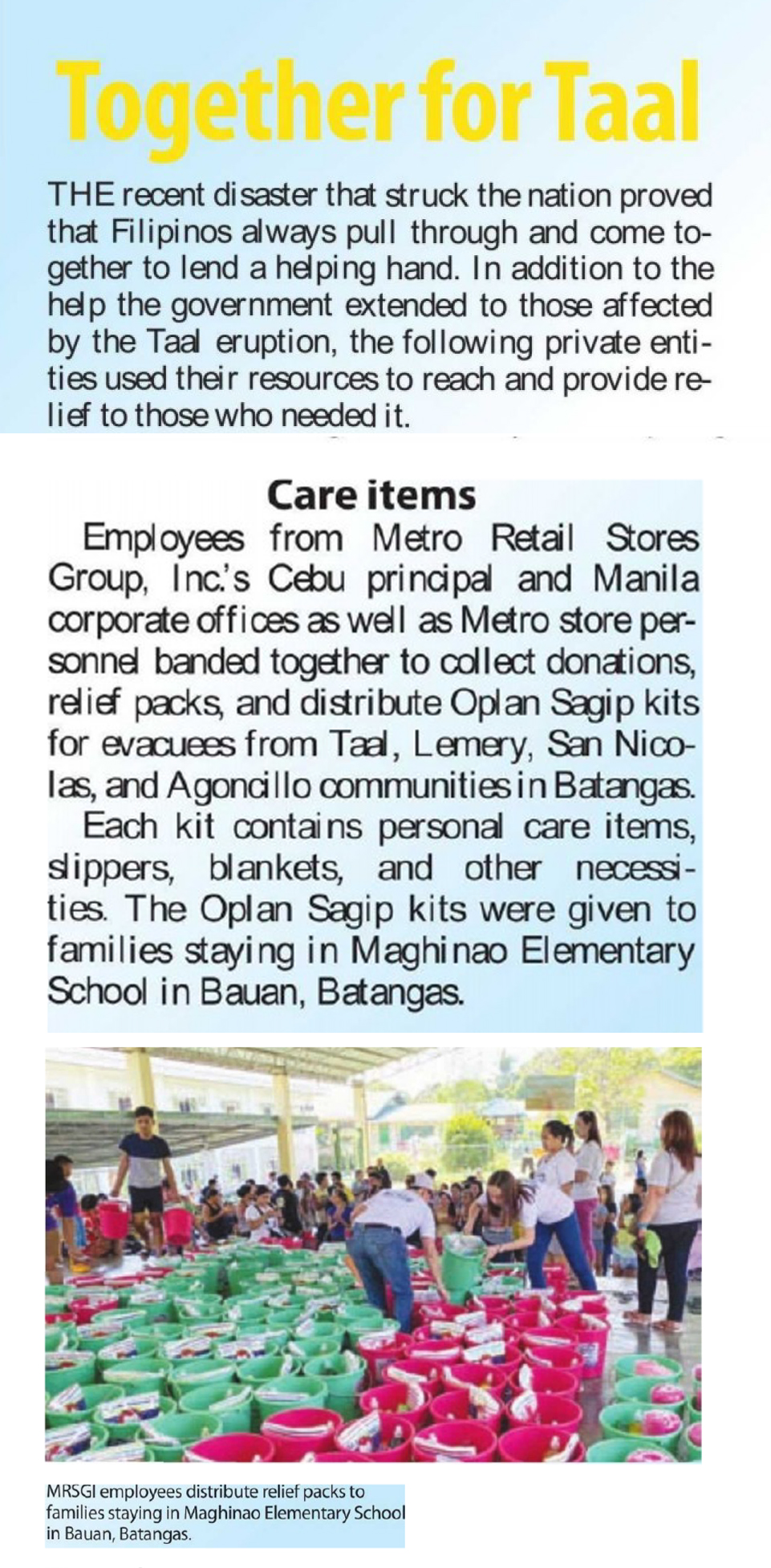 February 11 2020 Together for Taal Manila Standard Today