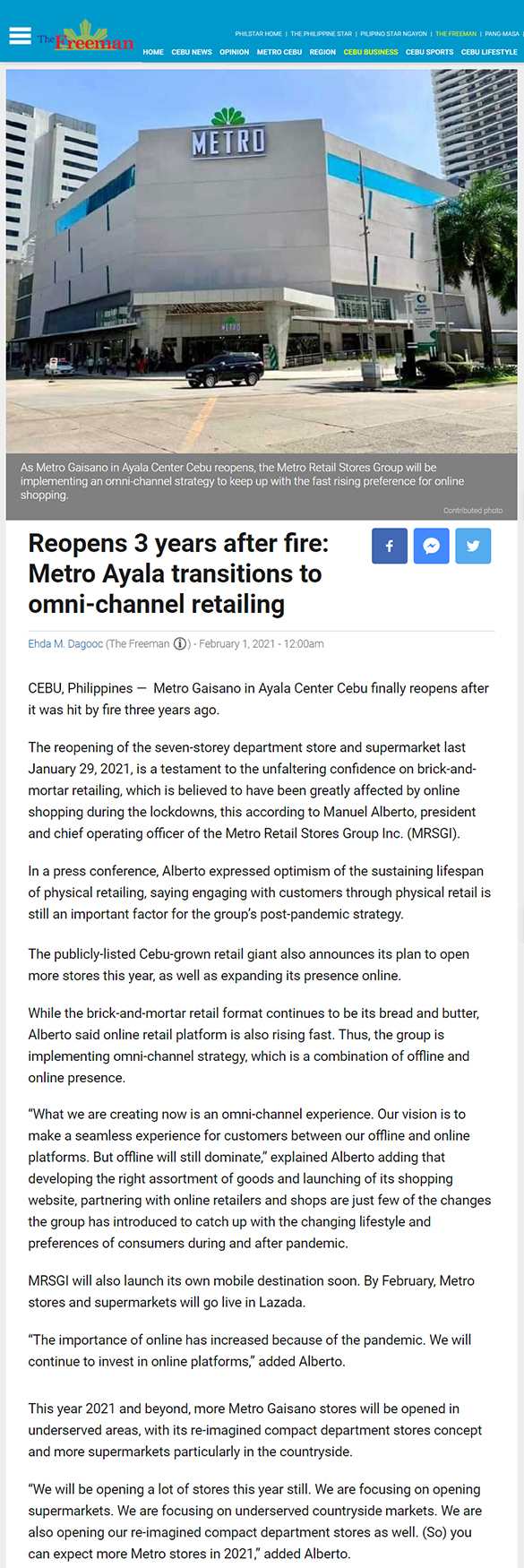 February 1 2021 Reopens 3 years after fire Metro Ayala transitions to omni channel retailing Philippine Starwww.philstar.com