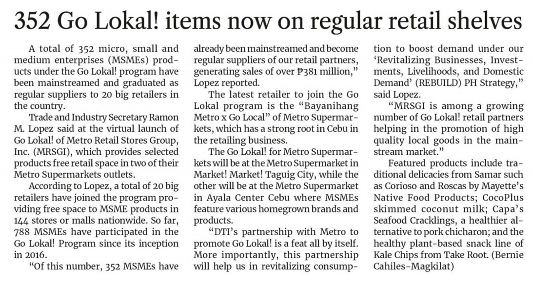 July 10 2021 BMGL Manila Bulletin