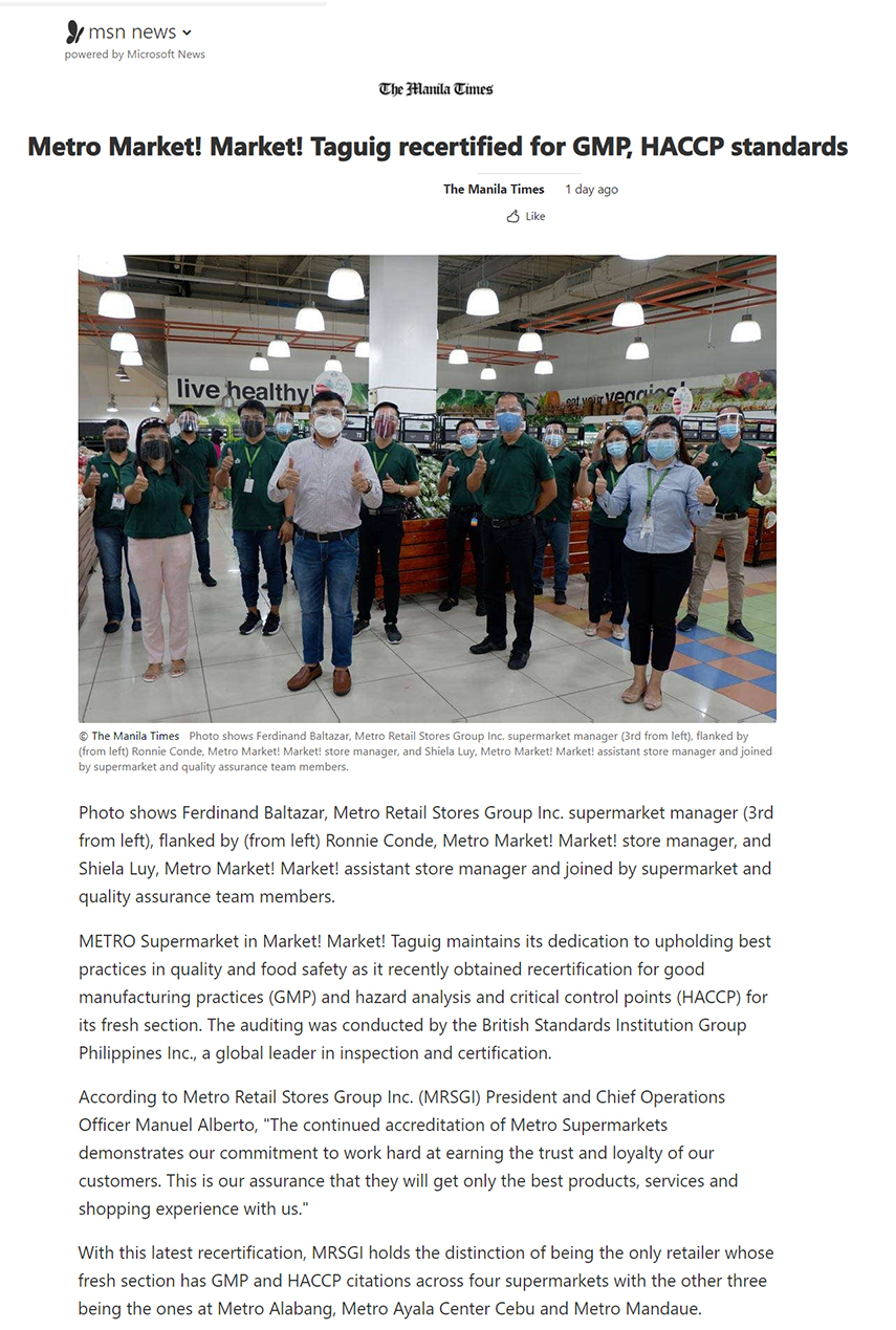 June 21 2021 Metro Market Market HACCP MSN News