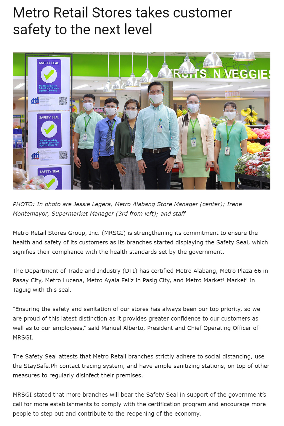 June 21 2021 Metro Retail Stores takes customer safety to the next level 2nd Opinion www.2ndopinion.ph