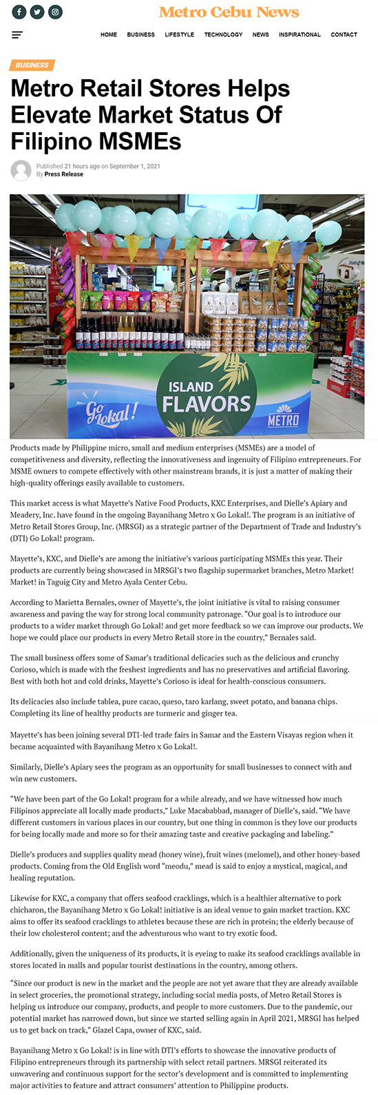 September 1 2021 BMGL post publicity Metro Cebu