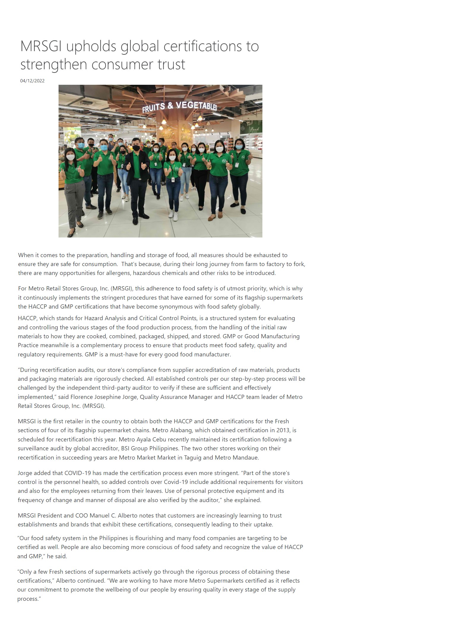MRSGI upholds global certifications to strengthen consumer trust United News unitednews.net.ph