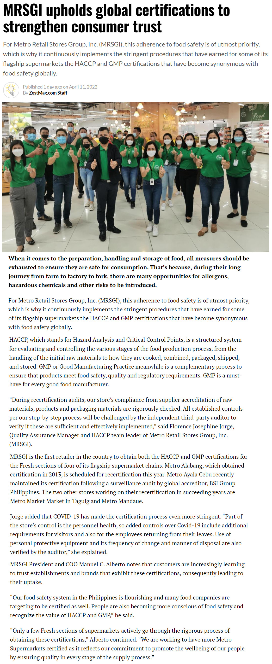 MRSGI upholds global certifications to strengthen consumer trust Zest mag