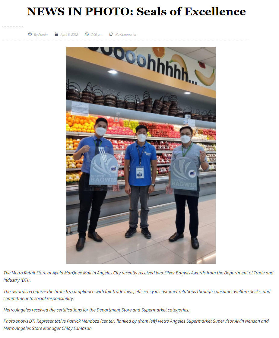 Metro Angeles Bagwis awards 2022