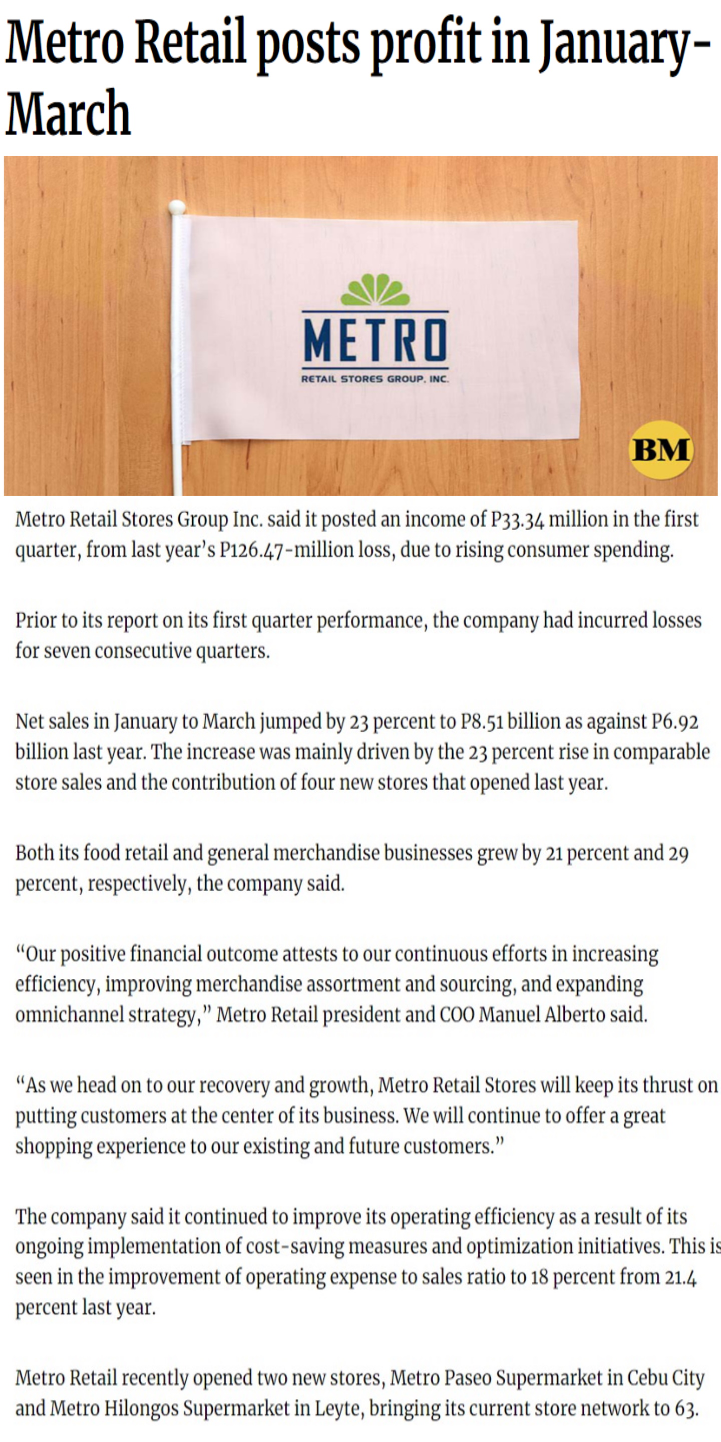 Metro Retail Posts Profit In January March PinoyFeeds