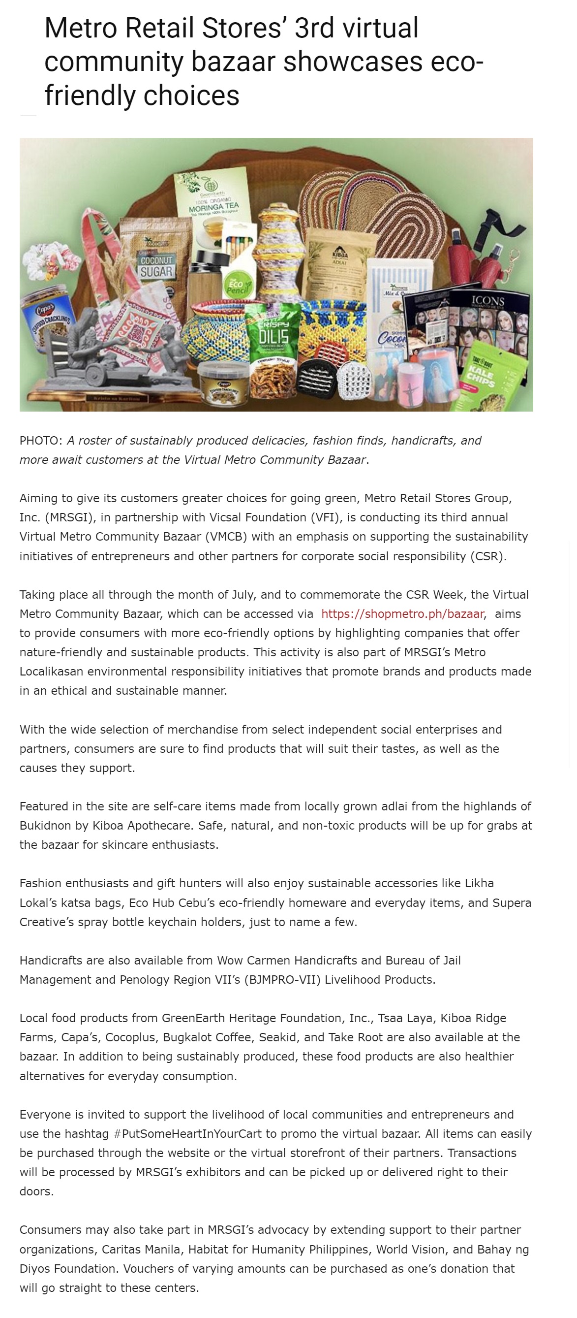 Metro Retail Stores 3rd virtual community bazaar showcases eco friendly choices 2nd Opinion