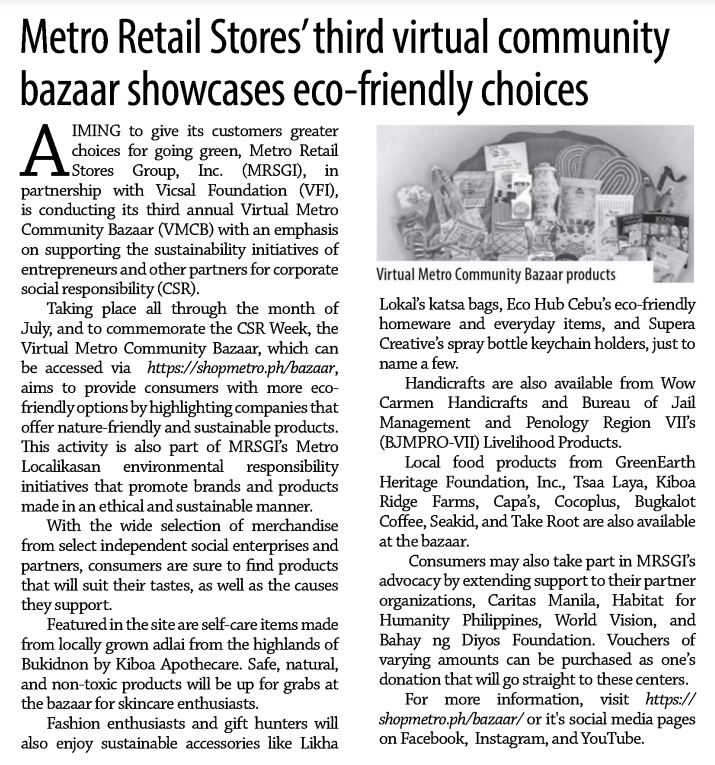 Metro Retail Storesthird virtual community bazaar showcases eco friendly choices Business Mirror