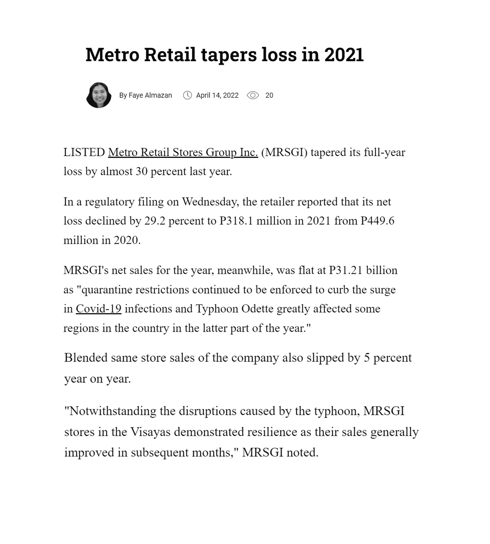 Metro Retail tapers loss in 2021 Manila Timesjpg