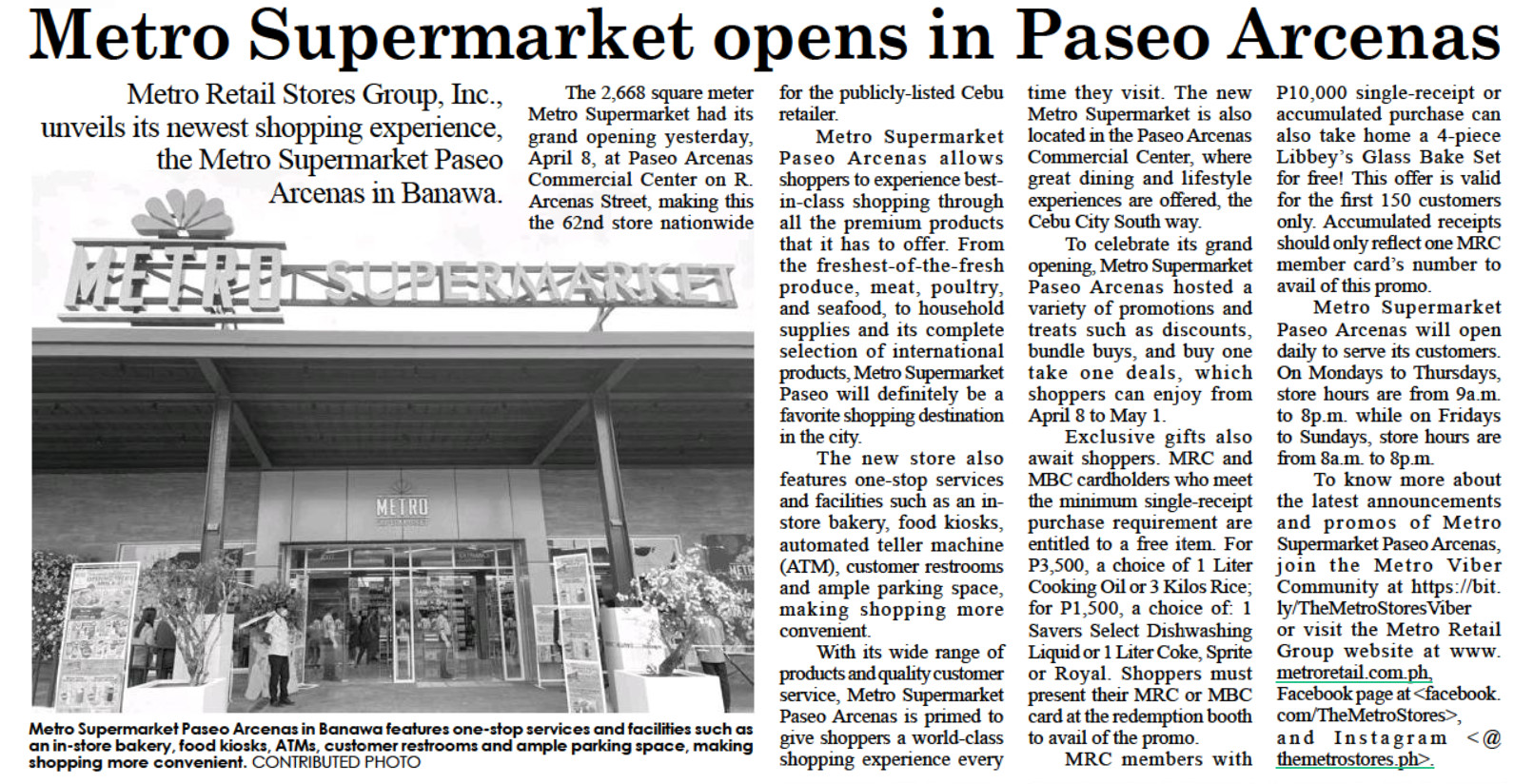 Metro Supermarket opens in Paseo Arcenas The Freeman