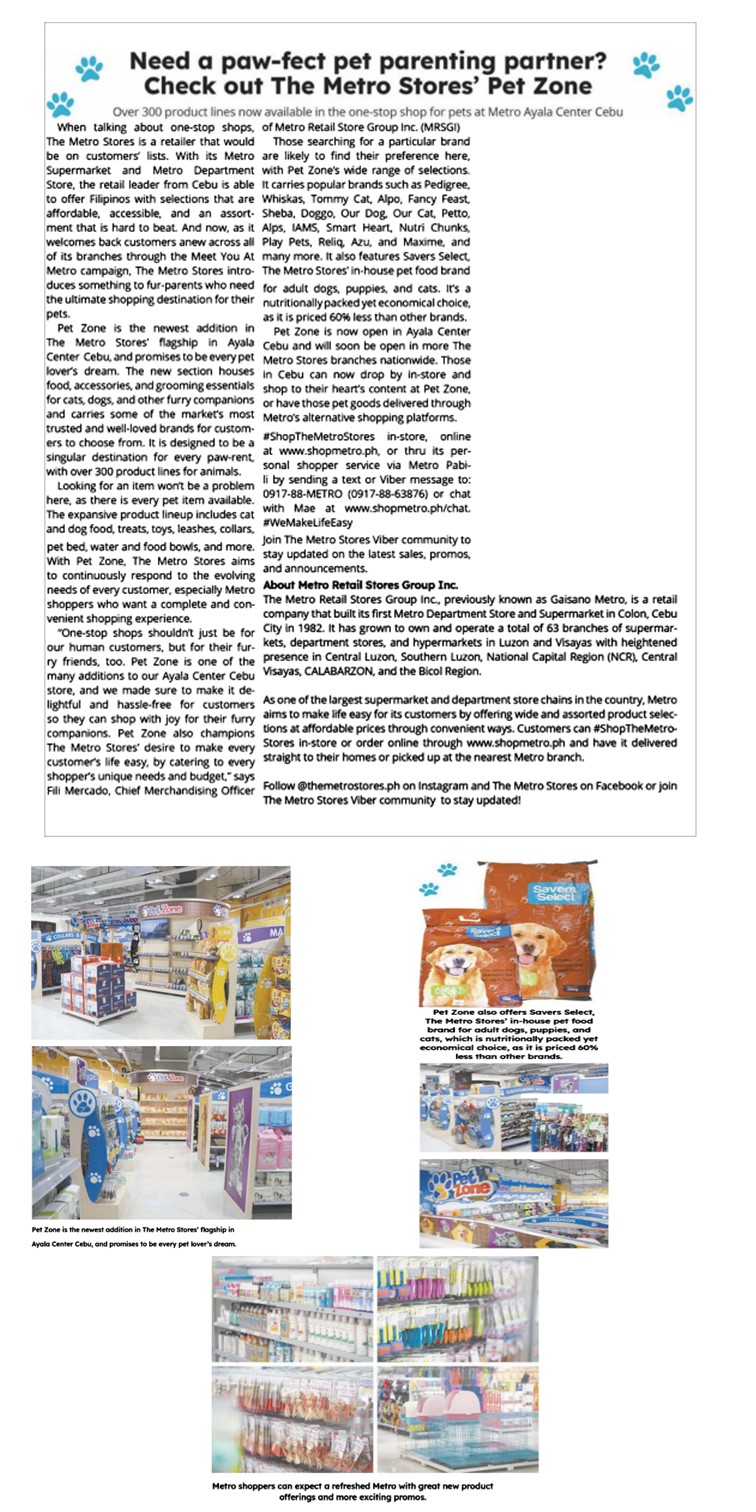 Need a paw fect pet parenting partner Check out The Metro Stores Pet Zone The Freeman