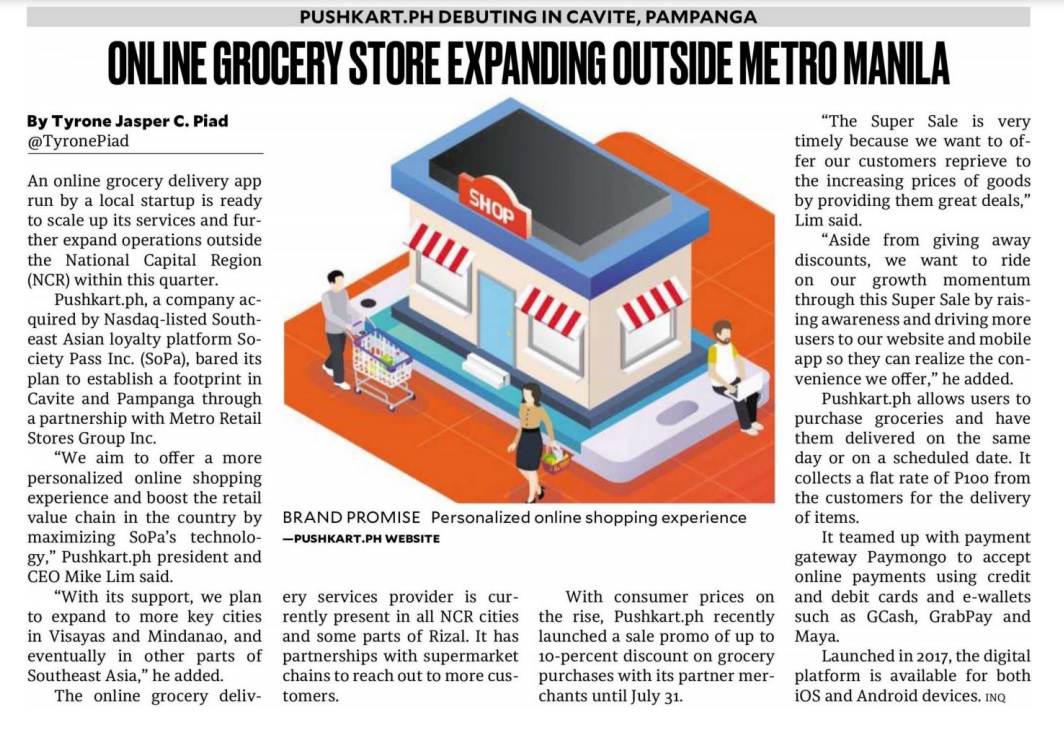 ONLINE GROCERY STORE EXPANDING OUTSIDE METRO MANILA Philippine Daily Inquirer
